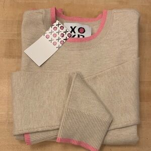 NWT Keri Rosenthal Crew Sweater with Pink Heart and Embroidered saying